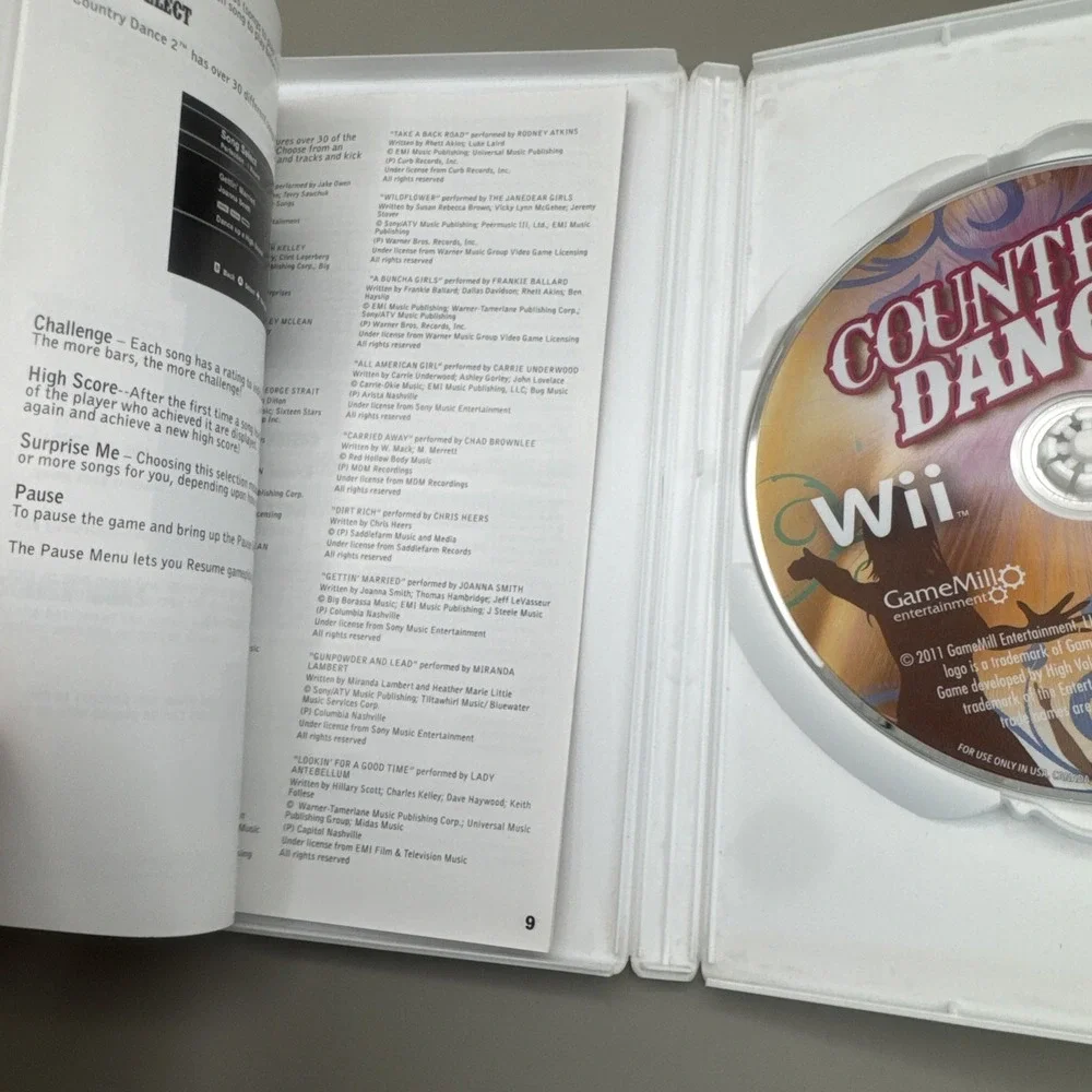 Country Dance 2 (Nintendo Wii, 2011) Game Preowned Country Music Top Artists